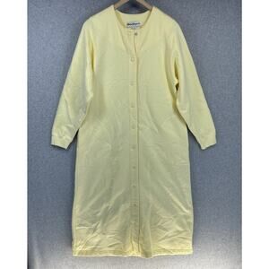 Norm Thompson Robe Womens Size PS Yellow Sleepwear Gown Snap Long Sleeve